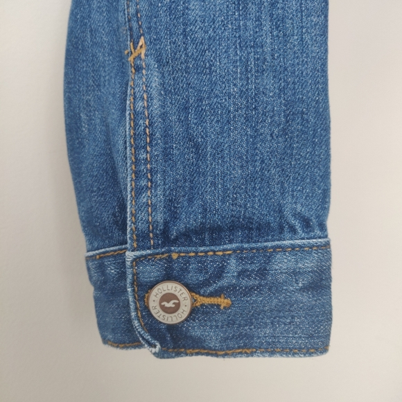 Hollister Distressed Cropped Denim Jean Jacket Button-up Cotton Small - Picture 11 of 13